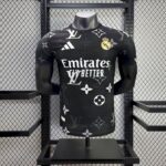 Mens Real Madrid 2025/26 Black Louis Vuitton Jersey Player Version