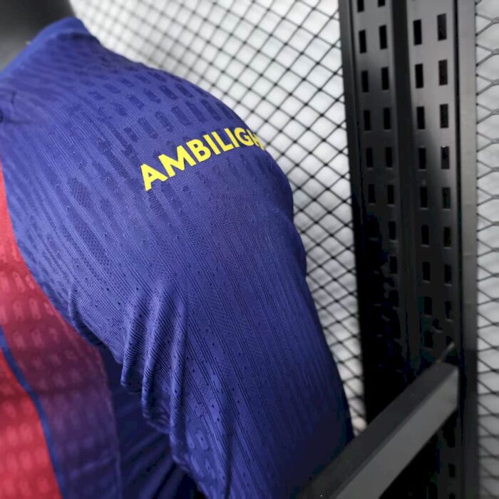 Mens Barcelona 2025/26 Home Long Sleeve Jersey Player Version 4