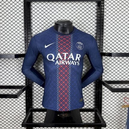Mens Paris Saint-Germain 2025/26 Home Long Sleeve Jersey Player Version