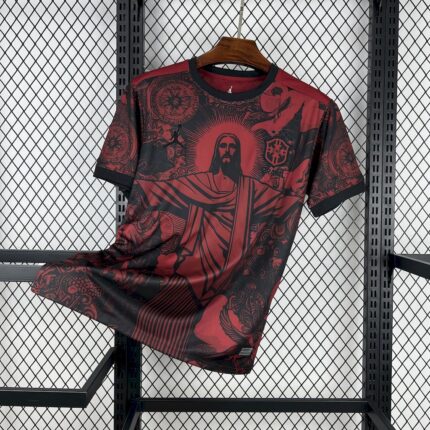Mens Brazil 2025/26 Jordan Black and Red Jersey