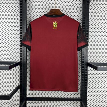 Mens Brazil 2025/26 Jordan Black and Red Jersey 1