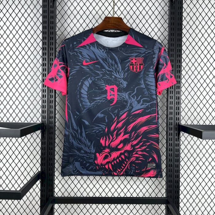 Mens Barcelona 2025/26 Black-Red Dragon Edition Jersey 3