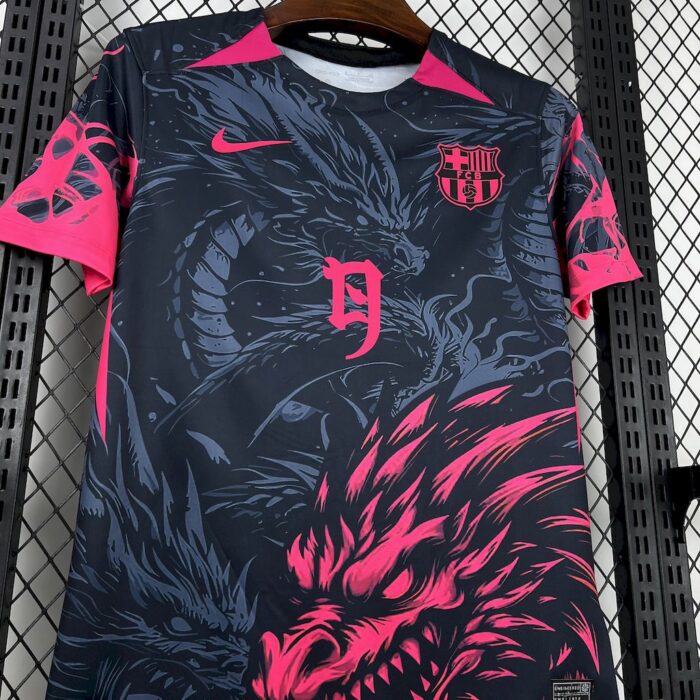 Mens Barcelona 2025/26 Black-Red Dragon Edition Jersey 2