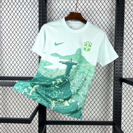 Mens Brazil 2025/26 Green and white Jersey