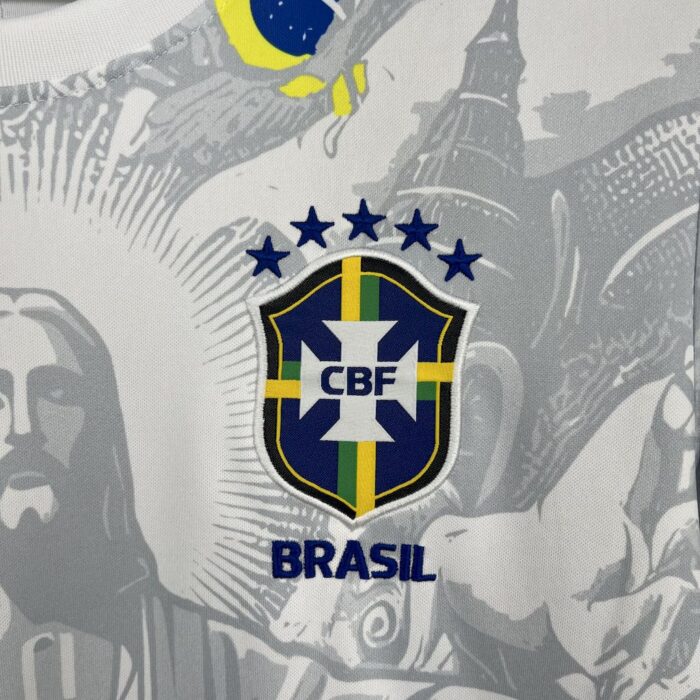 Mens Brazil 2024/25 White Jersey 4