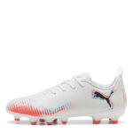 Puma Junior Firm Ground Football Boots – Wht-Blk-Glw Red – view 2