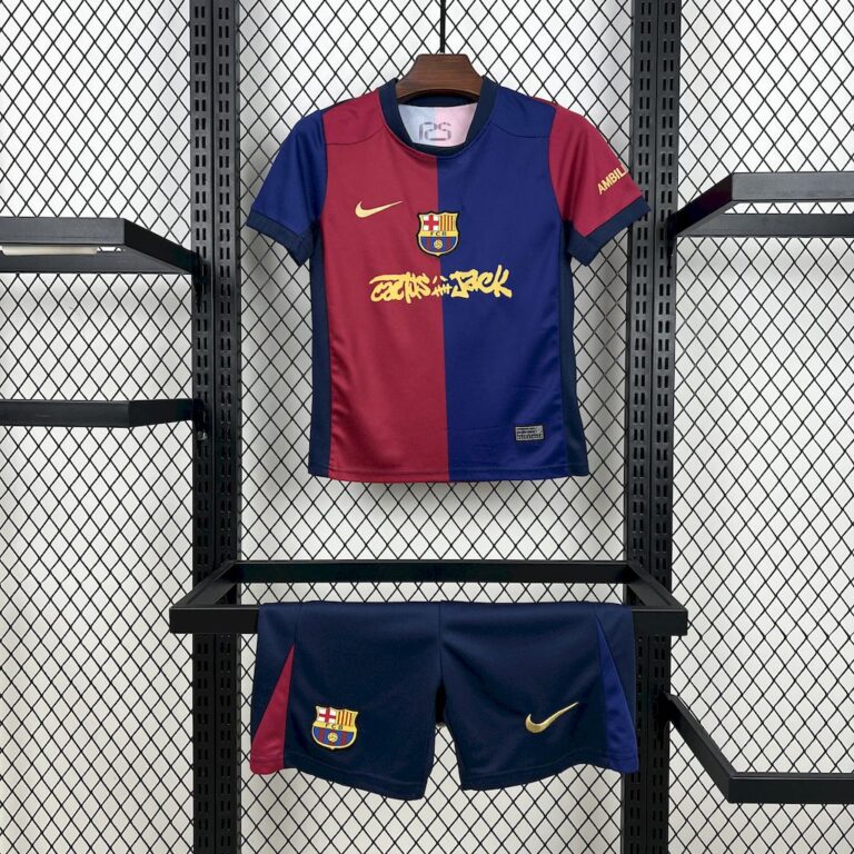Kids Barcelona 2024/25 Home Travis Scott Edition Kit