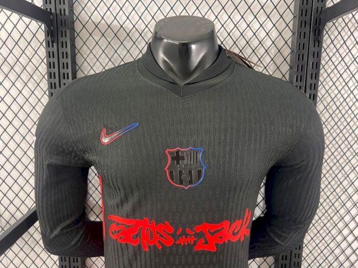 Mens Barcelona 2024/25 Travis Scott Edition Away Long Sleeve Jersey Player Version 5