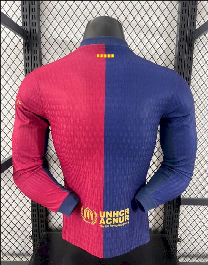 Mens Barcelona 2024/25 Travis Scott Edition Home Long Sleeve Jersey Player Version 1