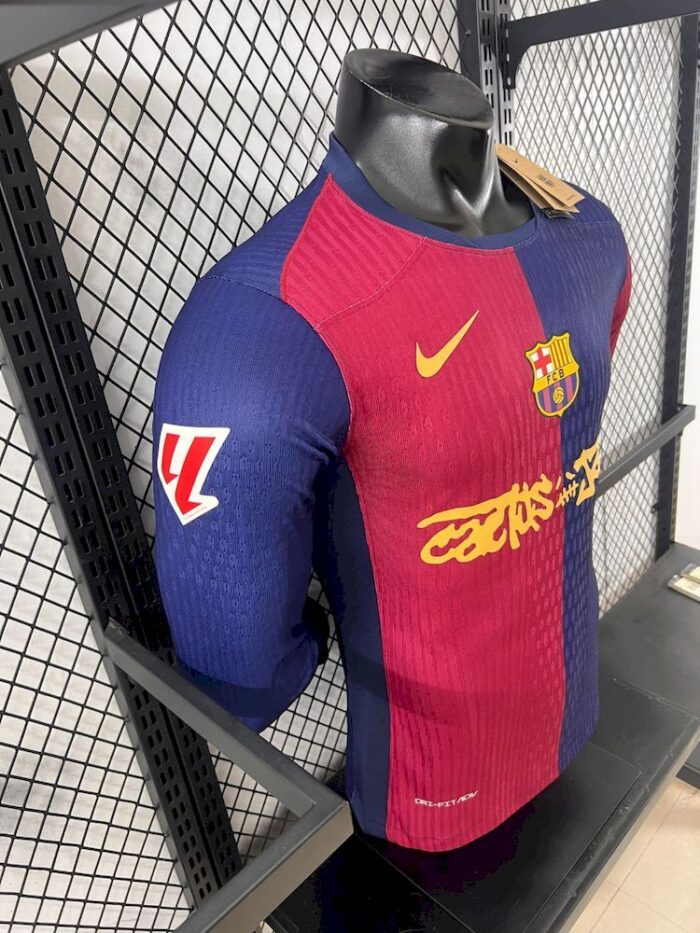 Mens Barcelona 2024/25 Travis Scott Edition Home Long Sleeve Jersey Player Version 3