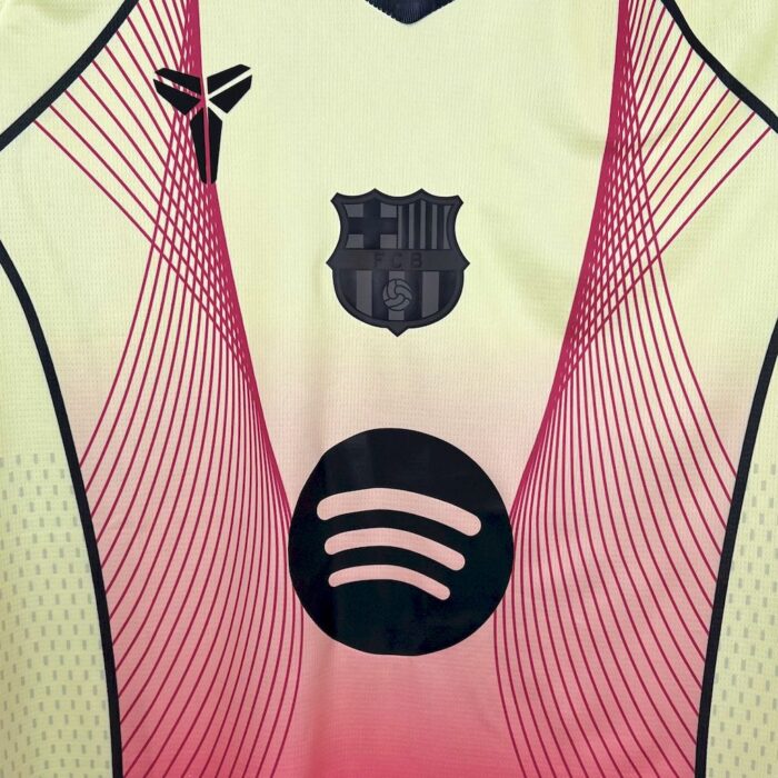 Mens Barcelona 2025/26 yellow pink Jersey (With Champions League) 3