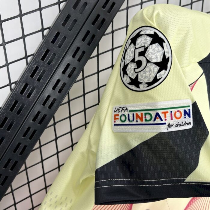 Mens Barcelona 2025/26 yellow pink Jersey (With Champions League) 2