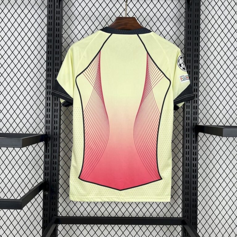 Mens Barcelona 2025/26 yellow pink Jersey (With Champions League) 1
