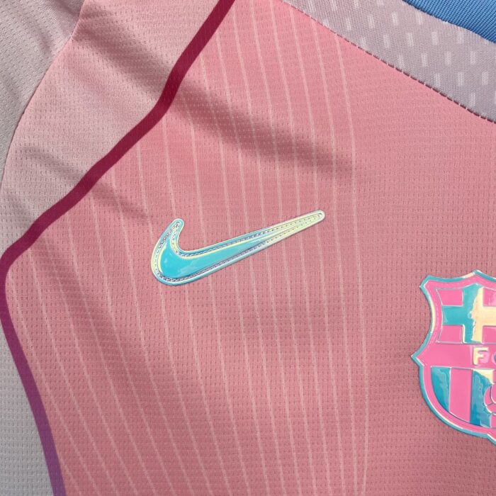 Mens Barcelona 2025/26 pink Jersey (With Champions League) 5