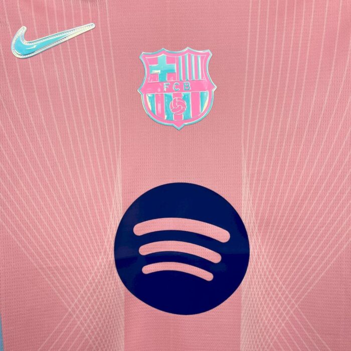 Mens Barcelona 2025/26 pink Jersey (With Champions League) 4