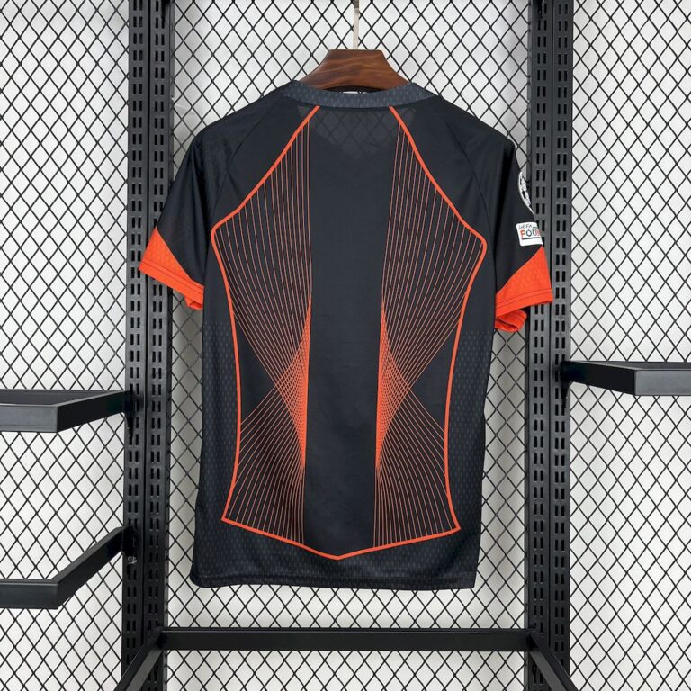 Mens Barcelona 2025/26 black orange Jersey (With Champions League) 1