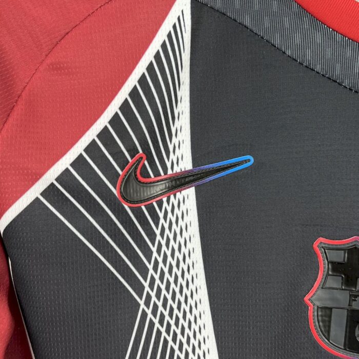 Mens Barcelona 2025/26 Black and red Jersey (With Champions League) 4
