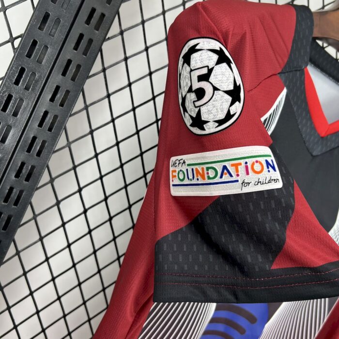 Mens Barcelona 2025/26 Black and red Jersey (With Champions League) 2