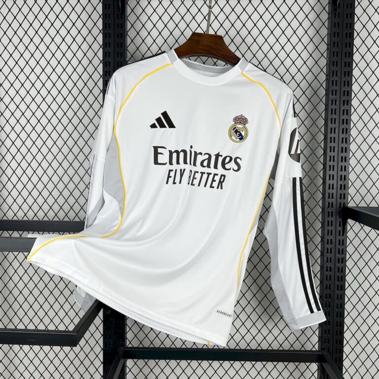 Mens Real Madrid 2025/26 Home Long Sleeve Jersey