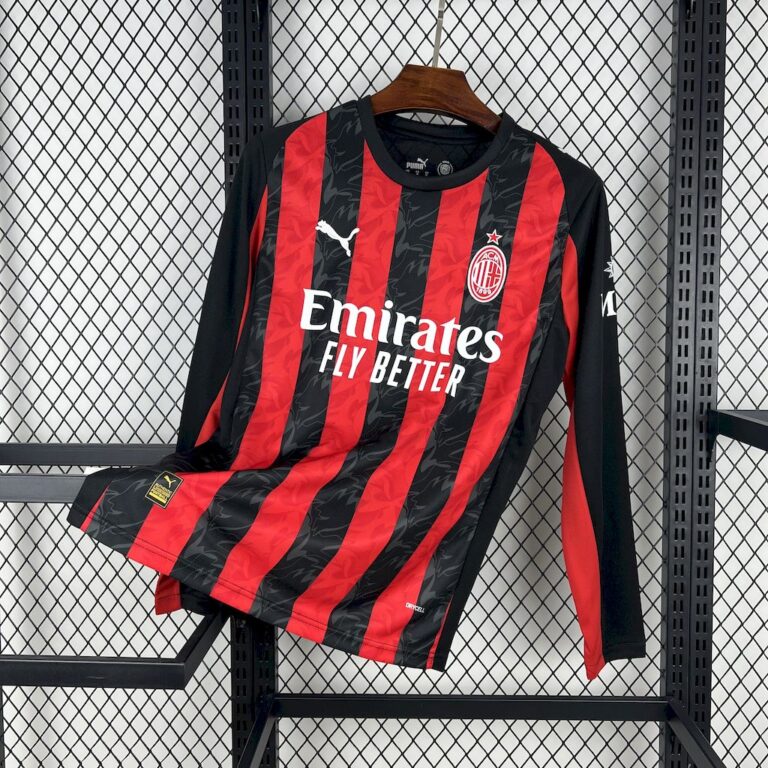 Mens AC Milan 2025/26 Home Long Sleeve Jersey