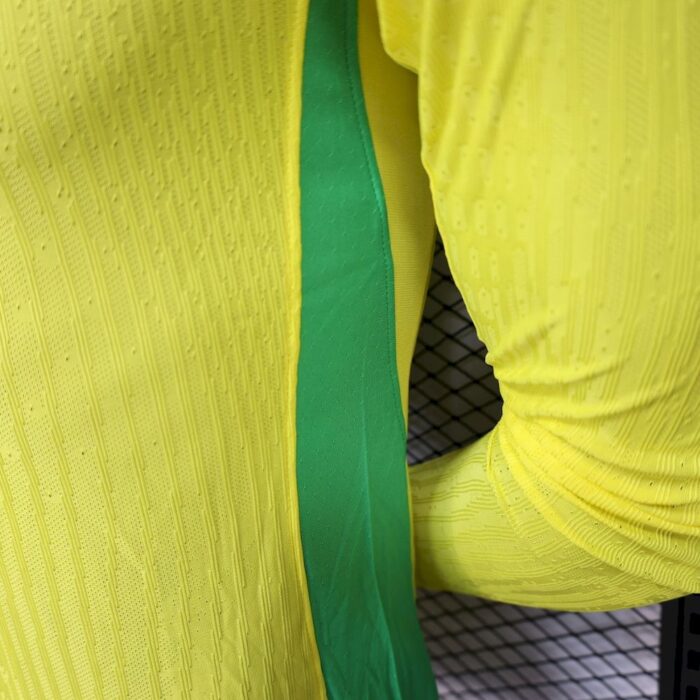 Mens Brazil 2025/26 Home Long Sleeve Jersey Player Version 4