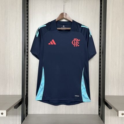 Mens Flamengo 2025/26 Pre-Match Wear Dark Blue Jersey