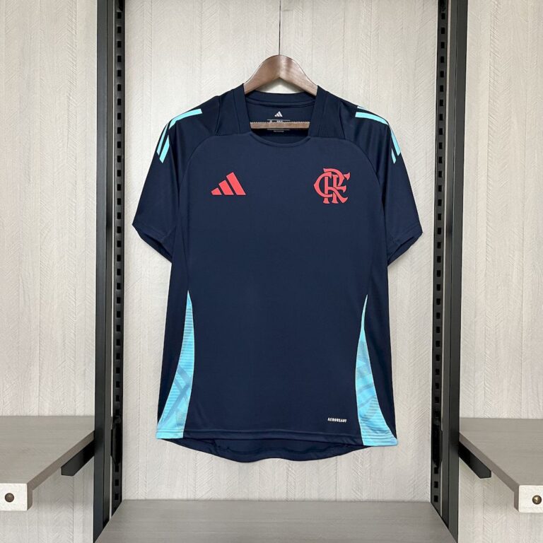 Mens Flamengo 2025/26 Pre-Match Wear Dark Blue Jersey