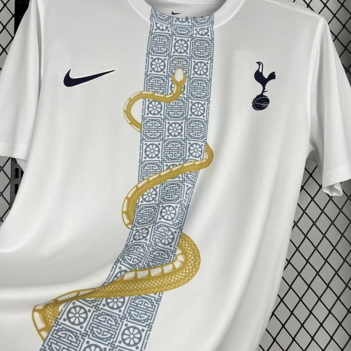 Mens Tottenham Hotspur 2025/26 White Gold Snake Edition Jersey 3