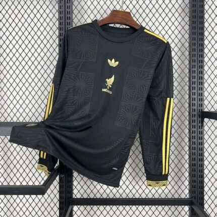Mens Mexico 2025/26 Gold- Black Long Sleeve Jersey