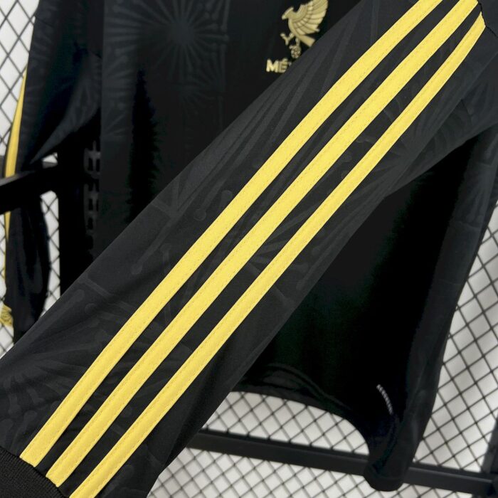 Mens Mexico 2025/26 Gold- Black Long Sleeve Jersey 3