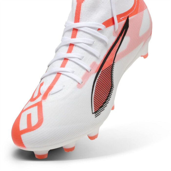 Puma Mens Ultra Firm Ground Football Boots – White/Red – view 6