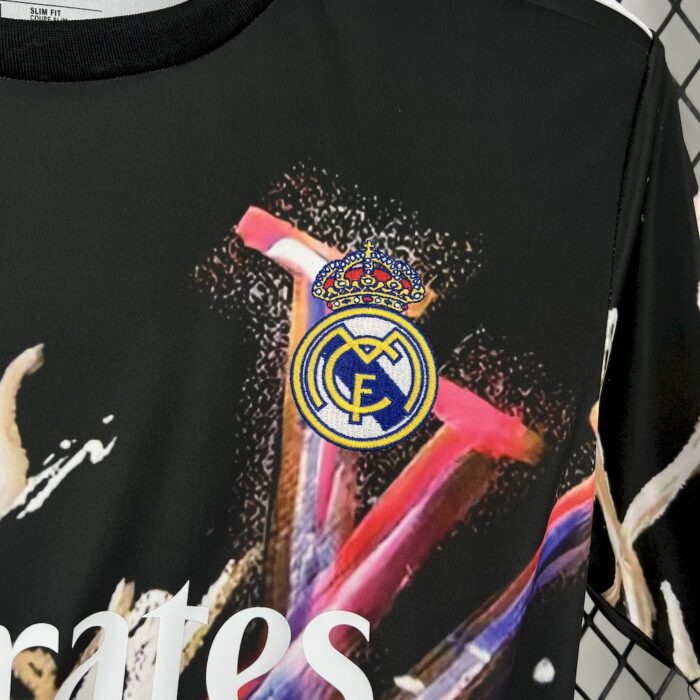 Mens Real Madrid 2025/26 Louis Vuitton Joint Edition Black colorful version Jersey 3