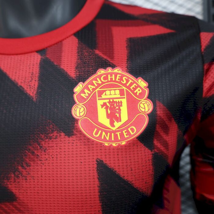 Mens Manchester United 2025/26 Pre-Match red and black Jersey Player Version 4
