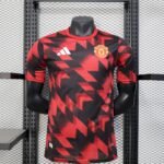 Mens Manchester United 2025/26 Pre-Match red and black Jersey Player Version
