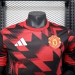 Mens Manchester United 2025/26 Pre-Match red and black Jersey Player Version 3
