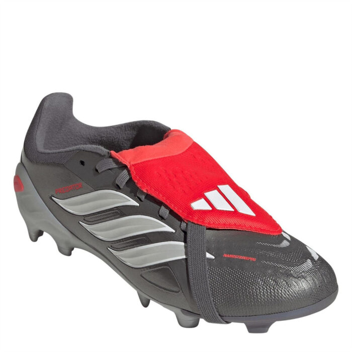 adidas Predator Junior Firm Ground Football Boots – Grey/Red – view 3