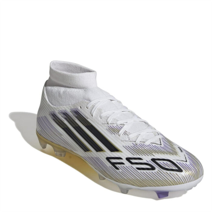 adidas Mens F50 Firm Ground Football Boots – White/Blk/Gold – view 3