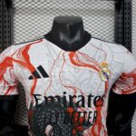 Mens Real Madrid 2025/26 White Black Dragon Jersey Player Version 4