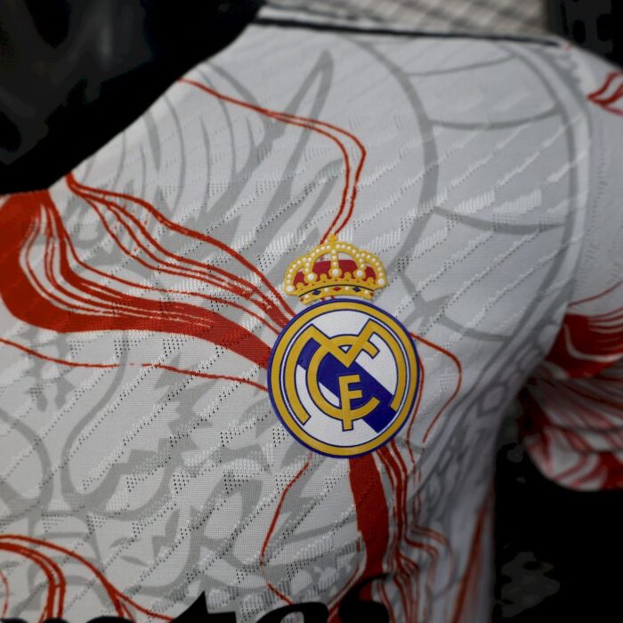 Mens Real Madrid 2025/26 White Black Dragon Jersey Player Version 3