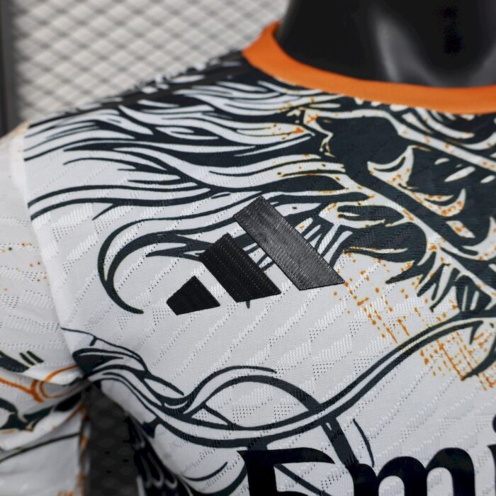 Mens Real Madrid 2025/26 Black and white dragon version Jersey Player Version 3