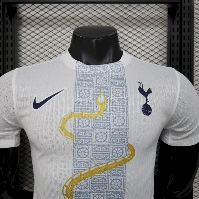 Mens Tottenham Hotspur 2025/26 White Gold Snake Edition Jersey Player Version 3