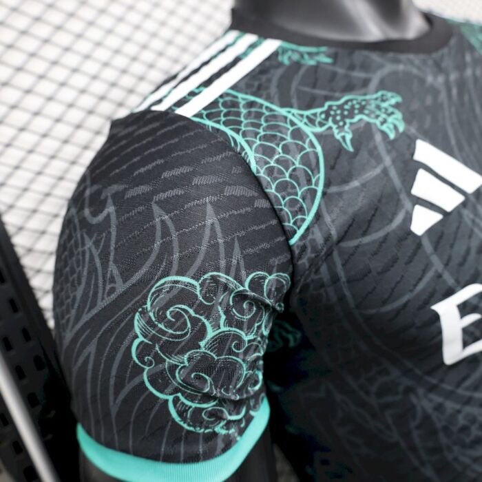 Mens Real Madrid 2025/26 Black Green Dragon Edition Jersey Player Version 5