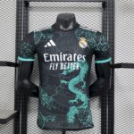 Mens Real Madrid 2025/26 Black Green Dragon Edition Jersey Player Version