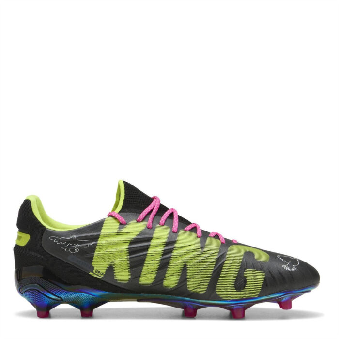Puma King Firm Ground Football Boots – Black/Lime/Pink - Image 4