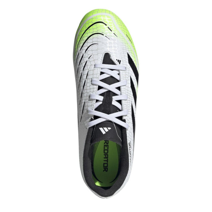 adidas Predator Junior Firm Ground Football Boots – White/Blk/Lemon – view 5