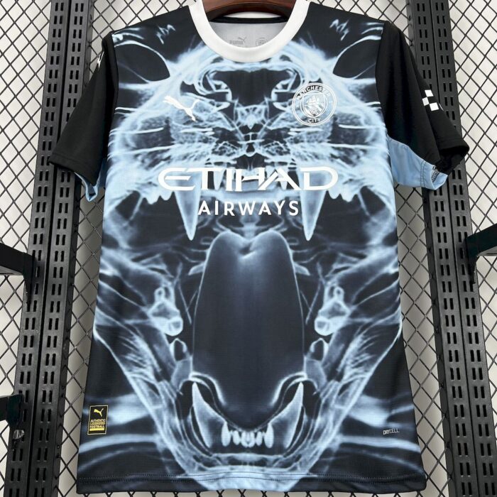 Mens Manchester City 2025/26 Black and blue concept version Jersey 2