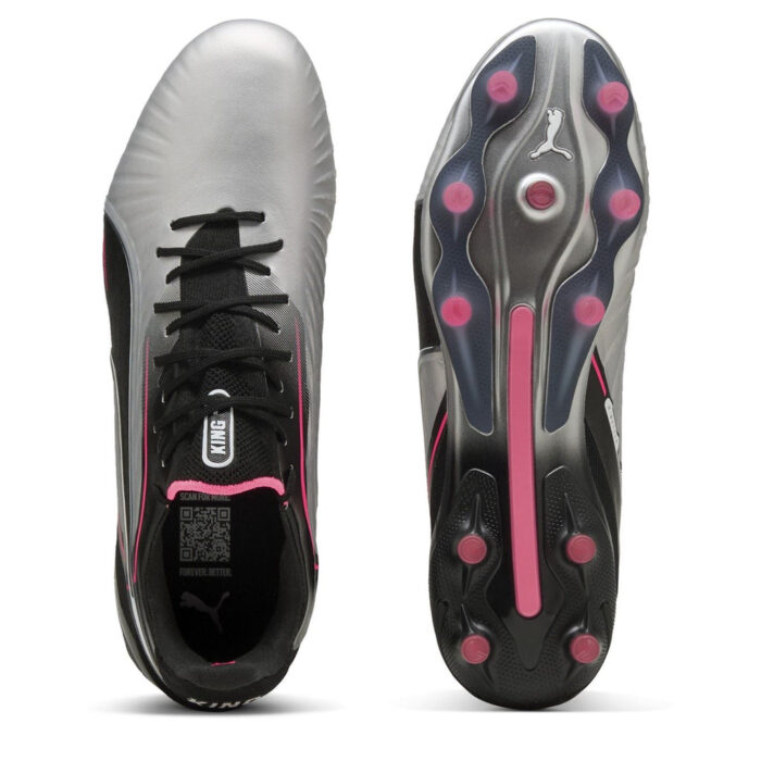 Puma King Junior Firm Ground Football Boots – Puma Silver - Image 3