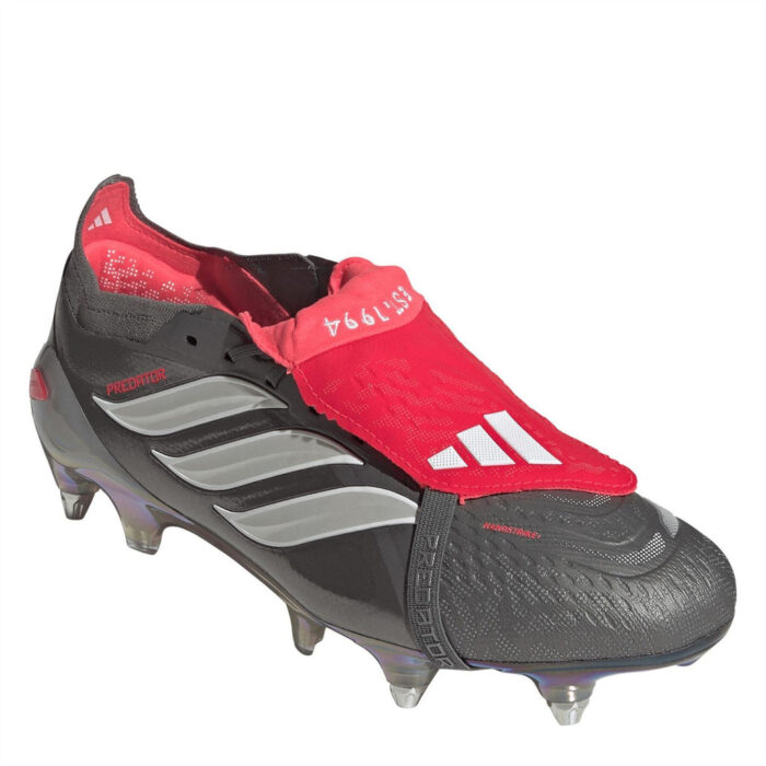 adidas Predator Soft Ground Football Boots – Grey/Red – view 3