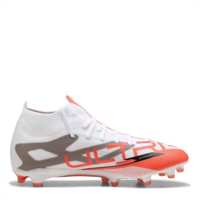 Puma Mens Ultra Firm Ground Football Boots – White/Red – view 4
