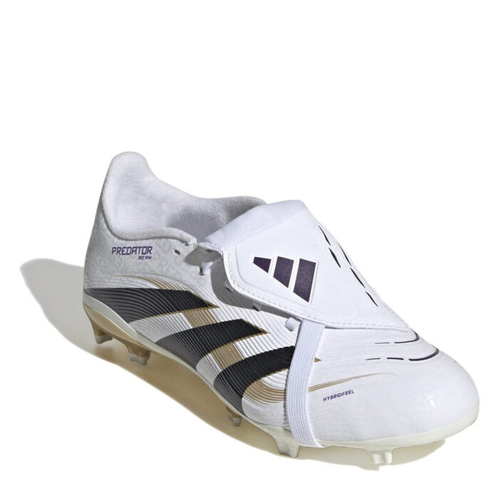adidas Predator Junior Firm Ground Football Boots – White/Blk/Gold – view 3